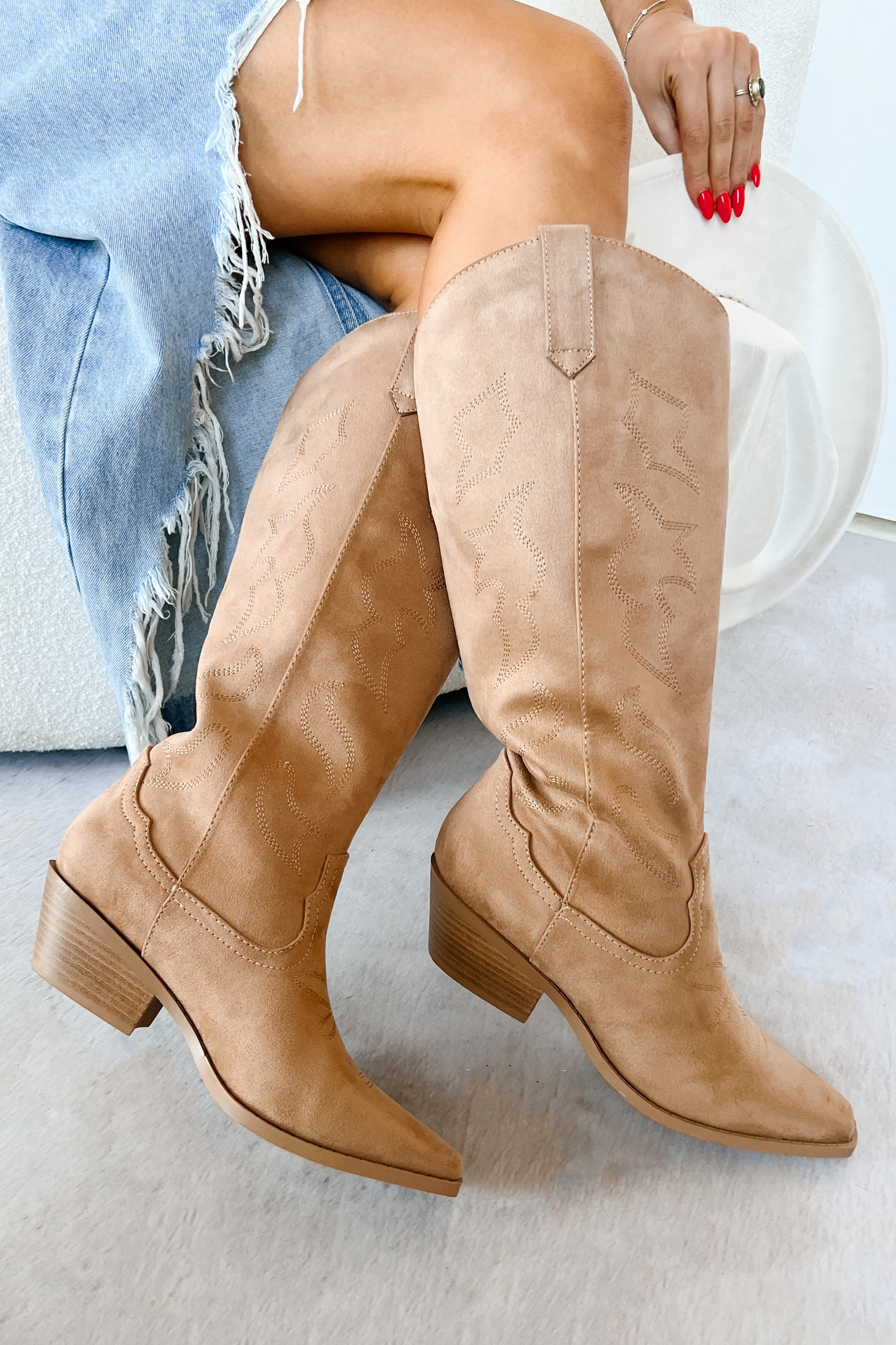 A Wild Ride Faux Suede Western Boots (Tan) - NanaMacs