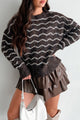 Selective Comforts Wavy Stripe Fuzzy Sweater (Chocolate)