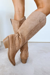 A Wild Ride Faux Suede Western Boots (Tan) - NanaMacs