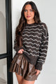 Selective Comforts Wavy Stripe Fuzzy Sweater (Chocolate) - NanaMacs