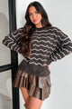 Selective Comforts Wavy Stripe Fuzzy Sweater (Chocolate)