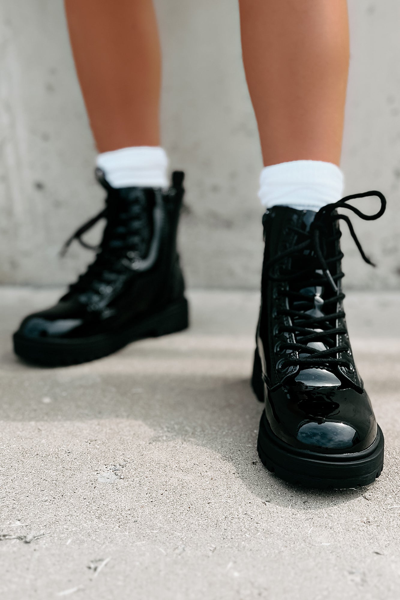 Combat boots patent on sale leather