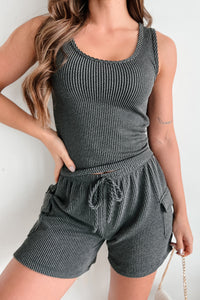 Sawyer Ribbed Tank Top (Charcoal Black) - NanaMacs