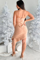 Instantly Intrigued Asymmetric Bandage Dress (Nude) - NanaMacs