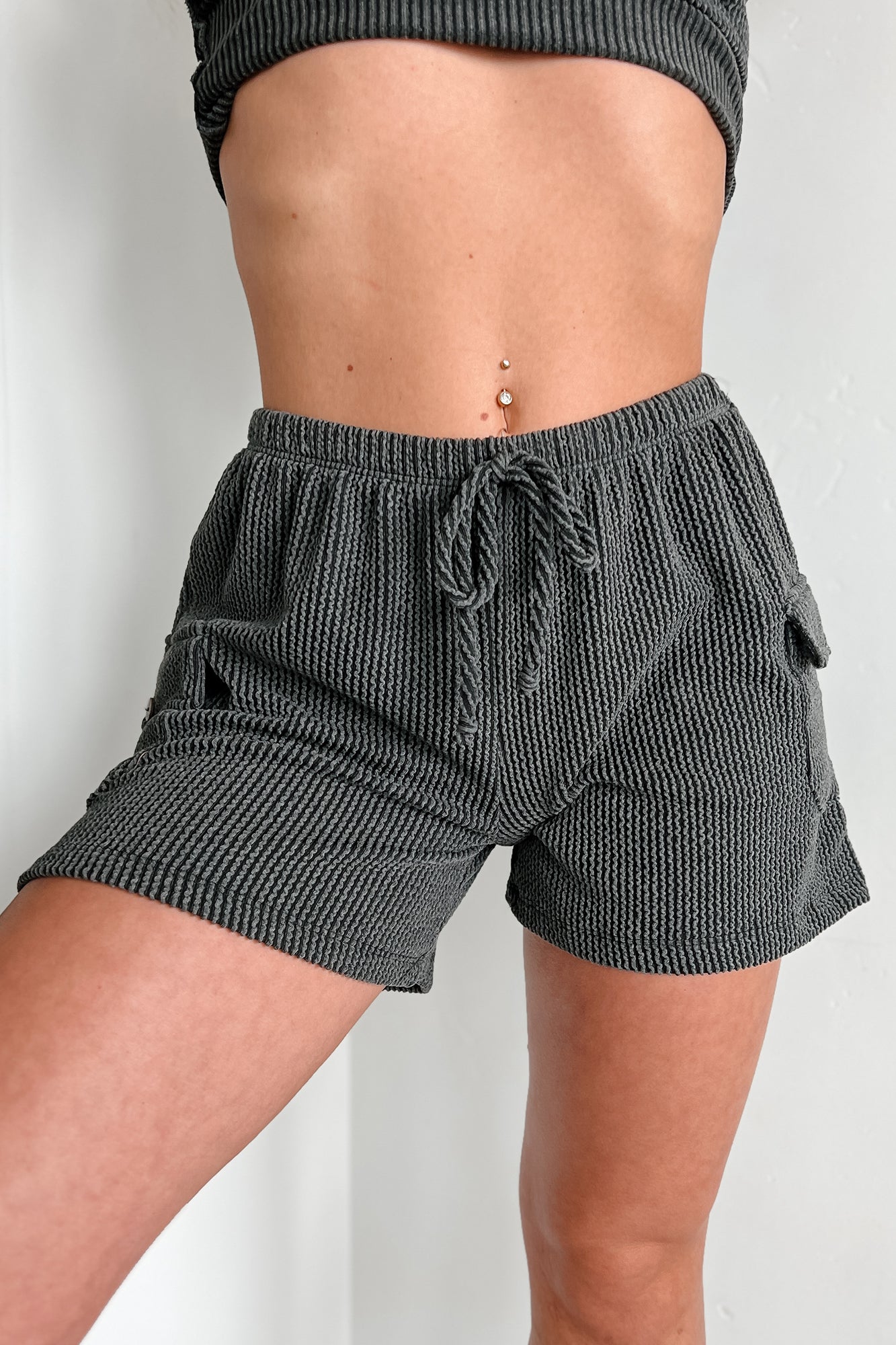 Apollo Textured Cargo Lounge Shorts (Charcoal) - NanaMacs