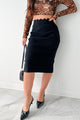 Planning For Success Scallop Waist Midi Skirt (Black) - NanaMacs