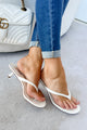 Getaway Ready Kitten Heel Thong Sandals (White)