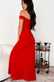 Cascading Crush Off The Shoulder Maxi Dress (Red) - NanaMacs