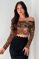 DOORBUSTER Doubt Me Now Off The Shoulder Mesh Top (Leopard) - NanaMacs