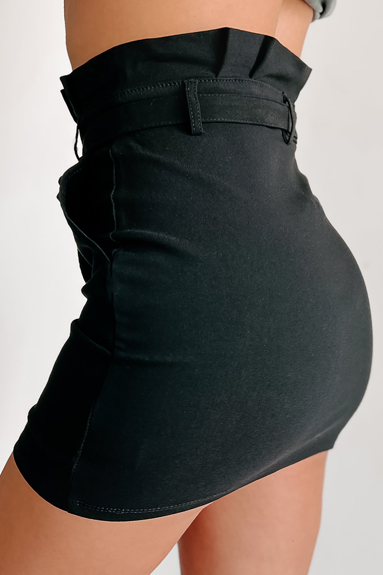 Truth Hurts Paperbag Waist Mini Skirt (Black) - NanaMacs