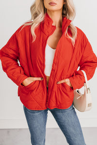 Autumn Memories Quilted Jacket (Poppy Red) - NanaMacs