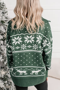 Winter Nest Fair Isle Zip-Up Sweater (Hunter Green) - NanaMacs