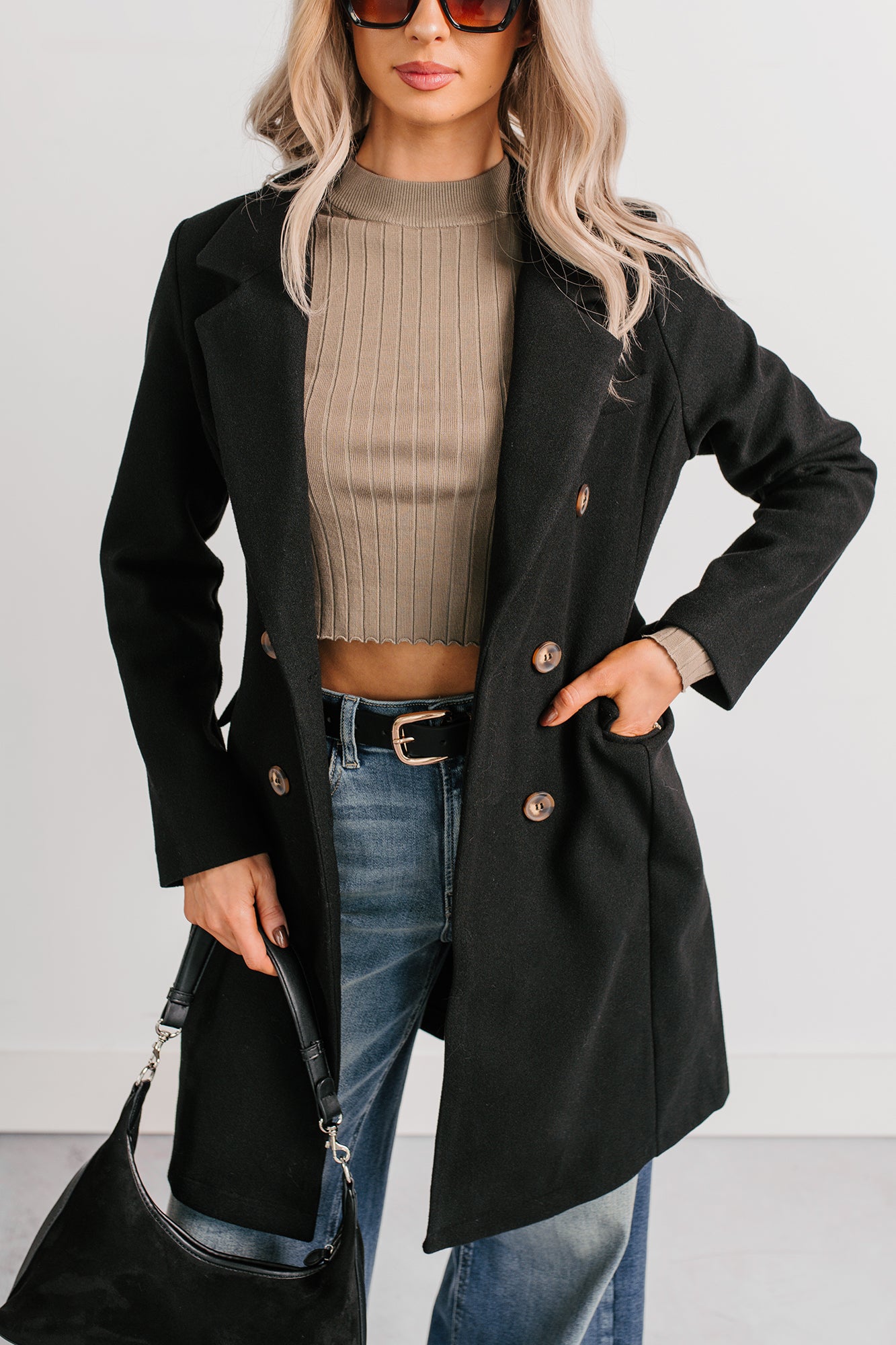 Downtown Drift Button Up Lightweight Coat (Black) - NanaMacs