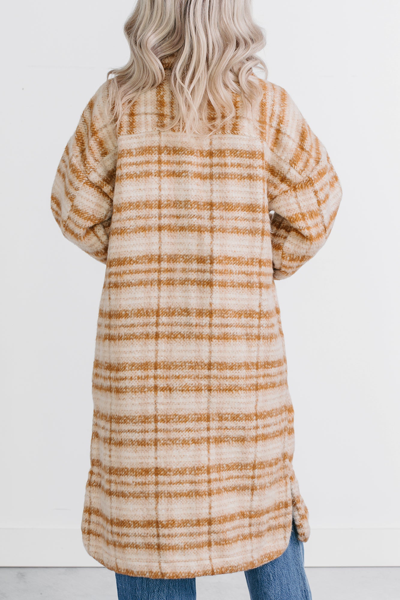 Hold The Calm Plaid Fleece Jacket (Cream Plaid) - NanaMacs