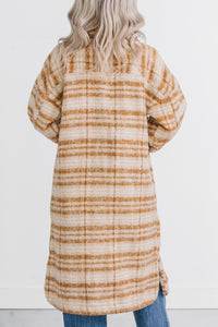 Hold The Calm Plaid Fleece Jacket (Cream Plaid) - NanaMacs