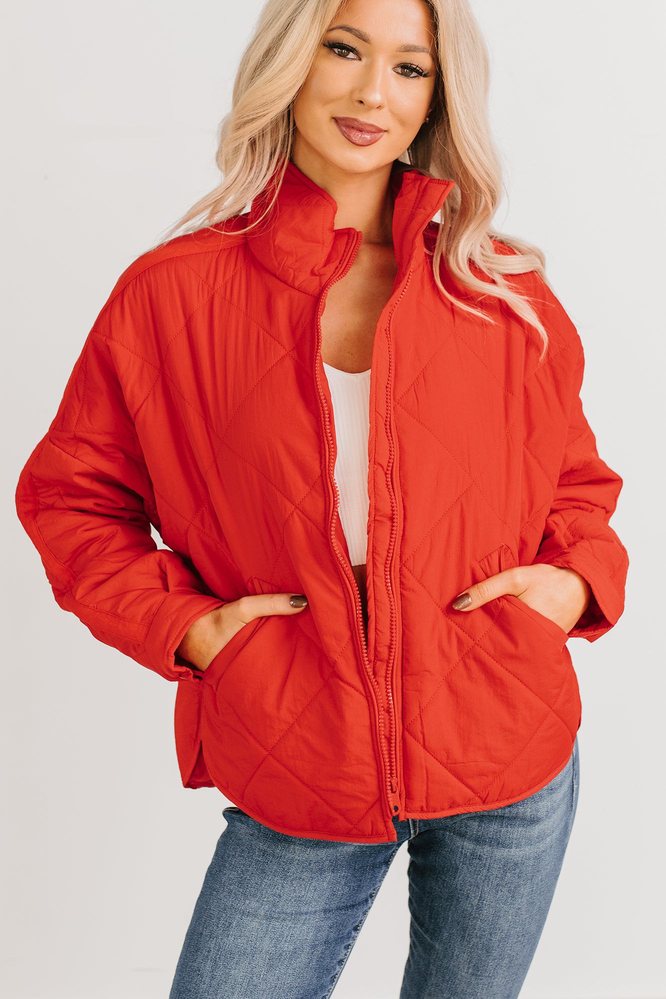 Autumn Memories Quilted Jacket (Poppy Red) - NanaMacs