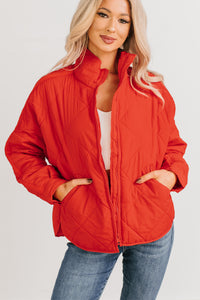 Autumn Memories Quilted Jacket (Poppy Red) - NanaMacs