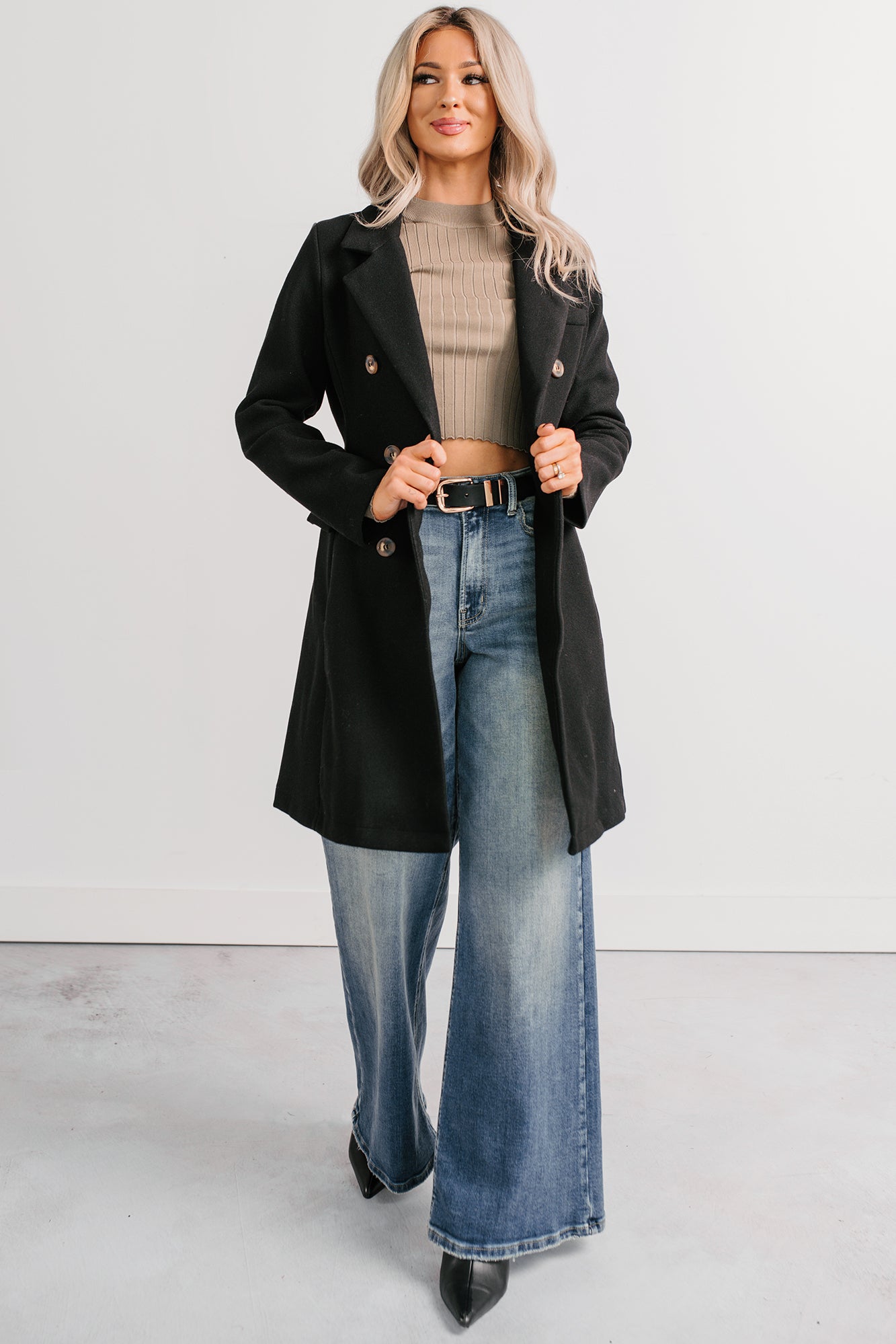 Downtown Drift Button Up Lightweight Coat (Black) - NanaMacs