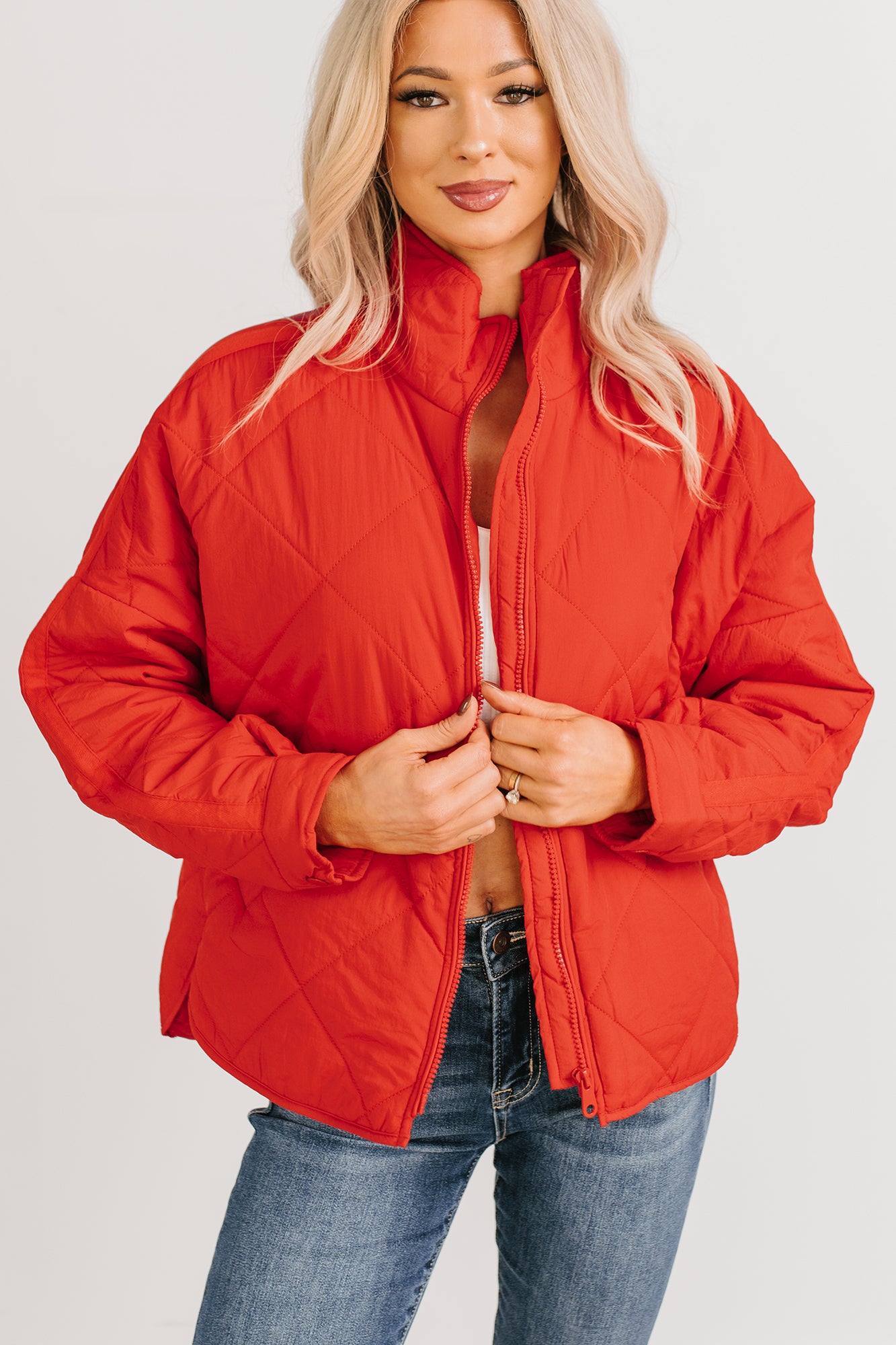 Autumn Memories Quilted Jacket (Poppy Red) - NanaMacs