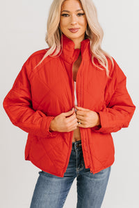 Autumn Memories Quilted Jacket (Poppy Red) - NanaMacs