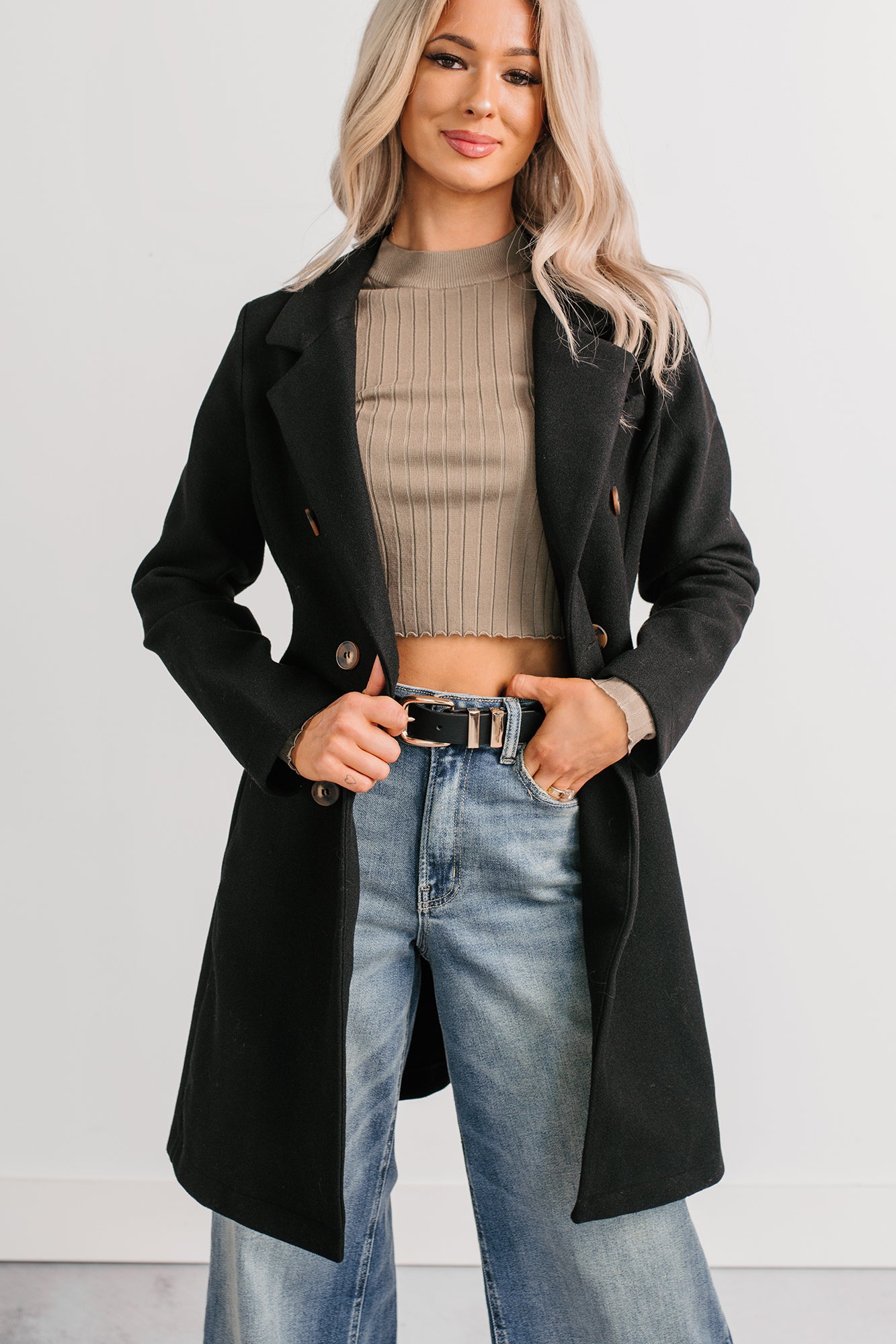 Downtown Drift Button Up Lightweight Coat (Black) - NanaMacs