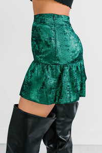 Confidently Her Shimmery Flare Mini Skirt (Green) - NanaMacs