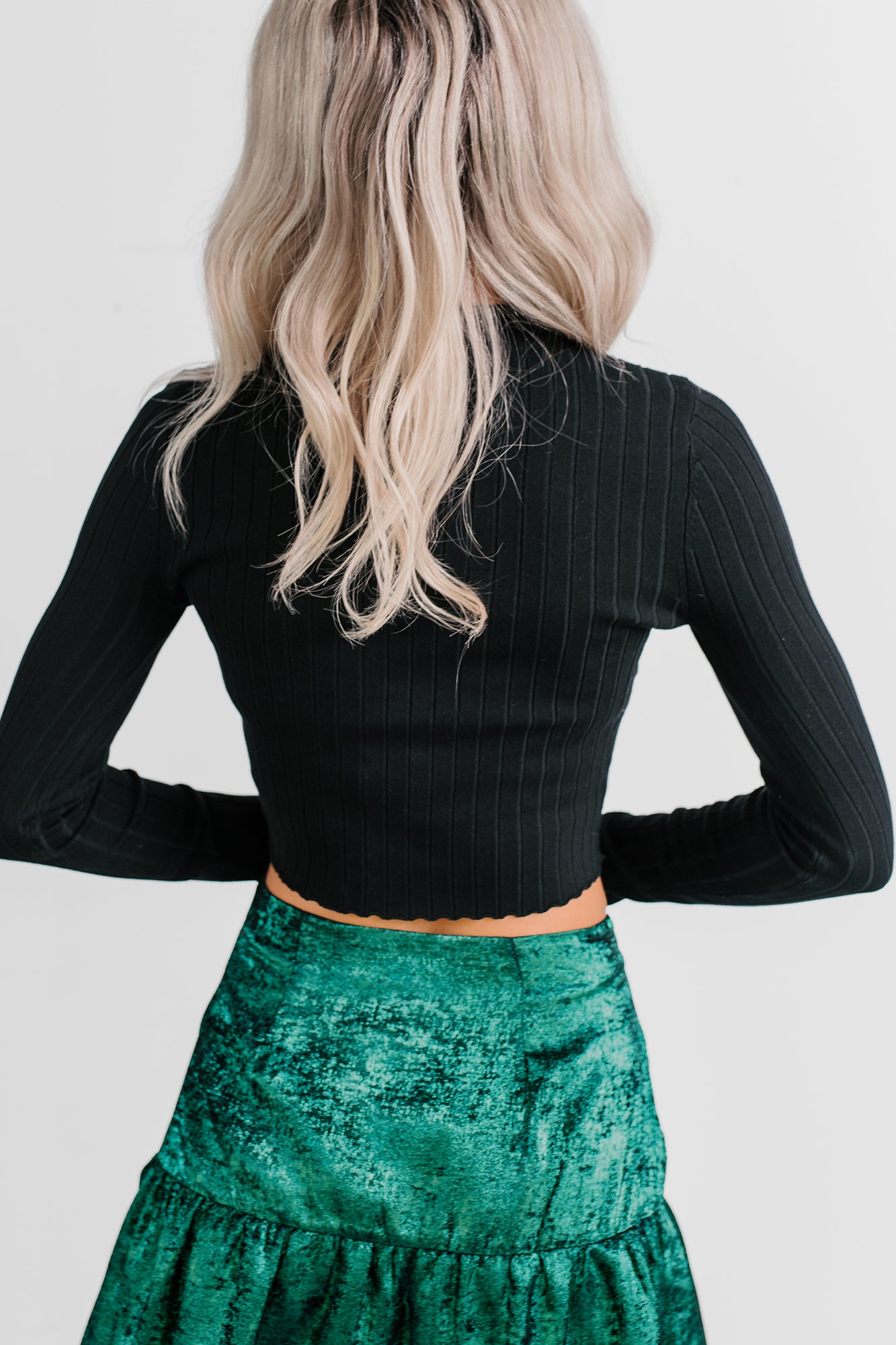 Softly Yours Ribbed Knit Crop Top (Black) - NanaMacs