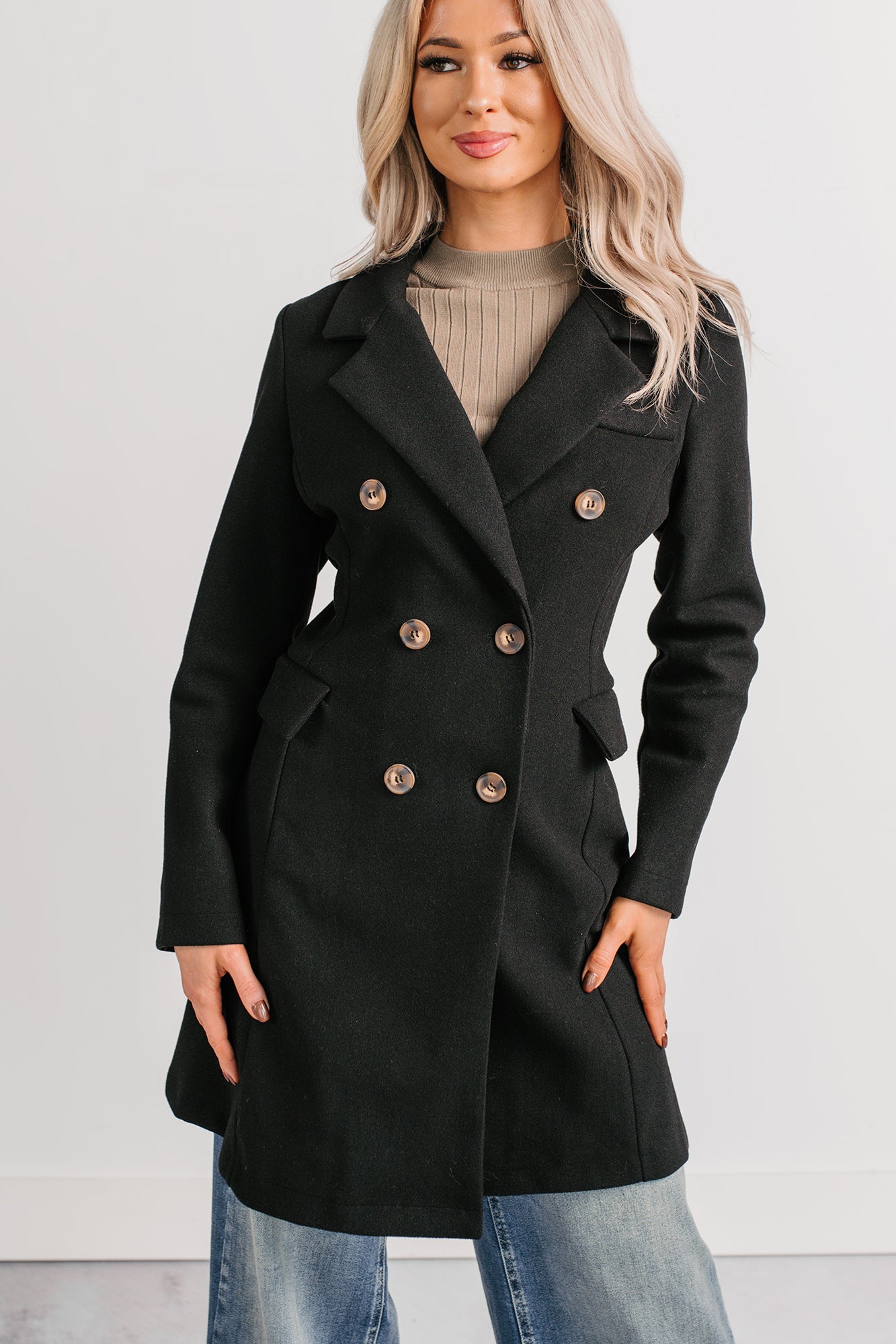 Downtown Drift Button Up Lightweight Coat (Black) - NanaMacs