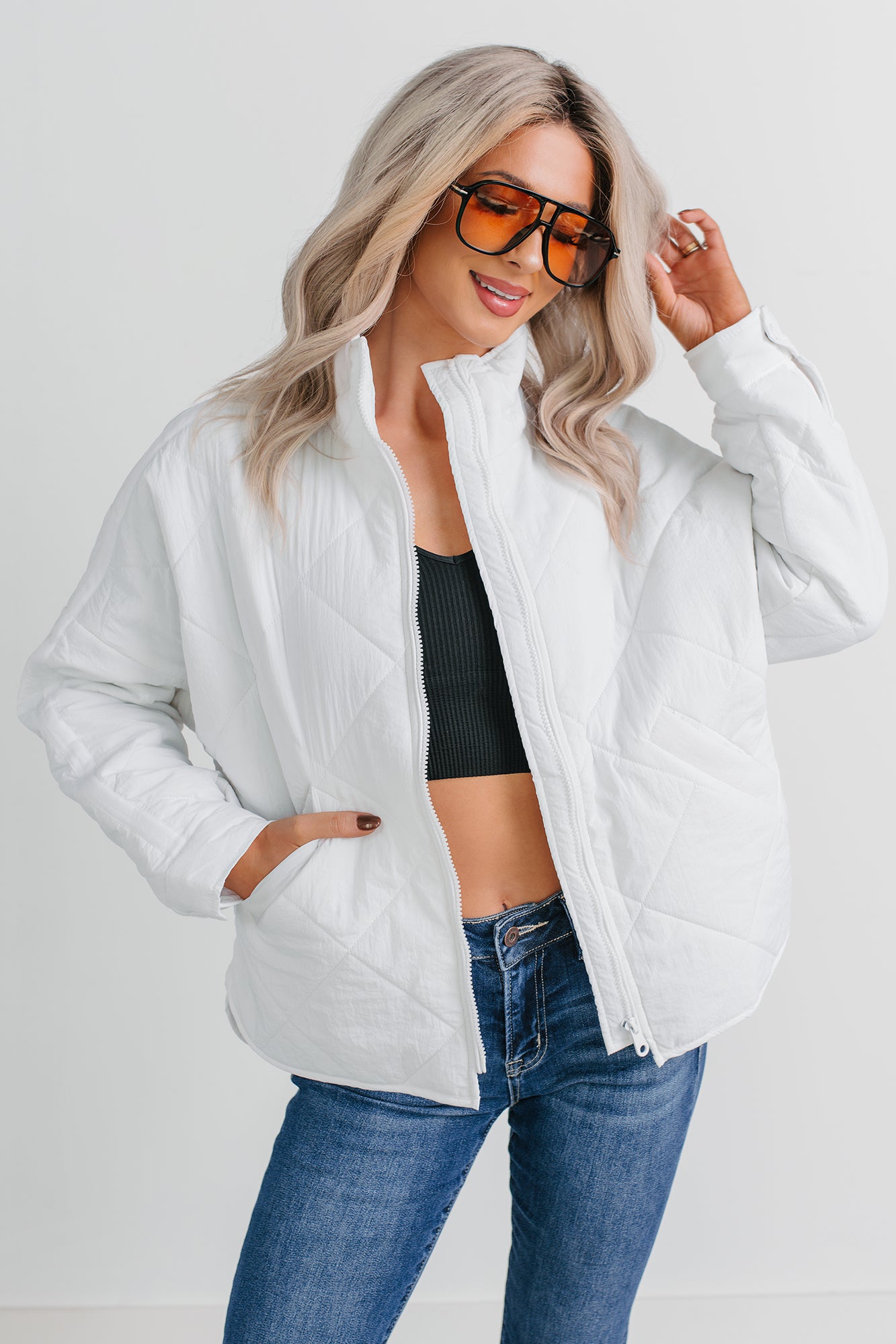 Autumn Memories Quilted Jacket (White) - NanaMacs