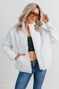 Autumn Memories Quilted Jacket (White) - NanaMacs