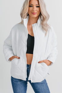 Autumn Memories Quilted Jacket (White) - NanaMacs
