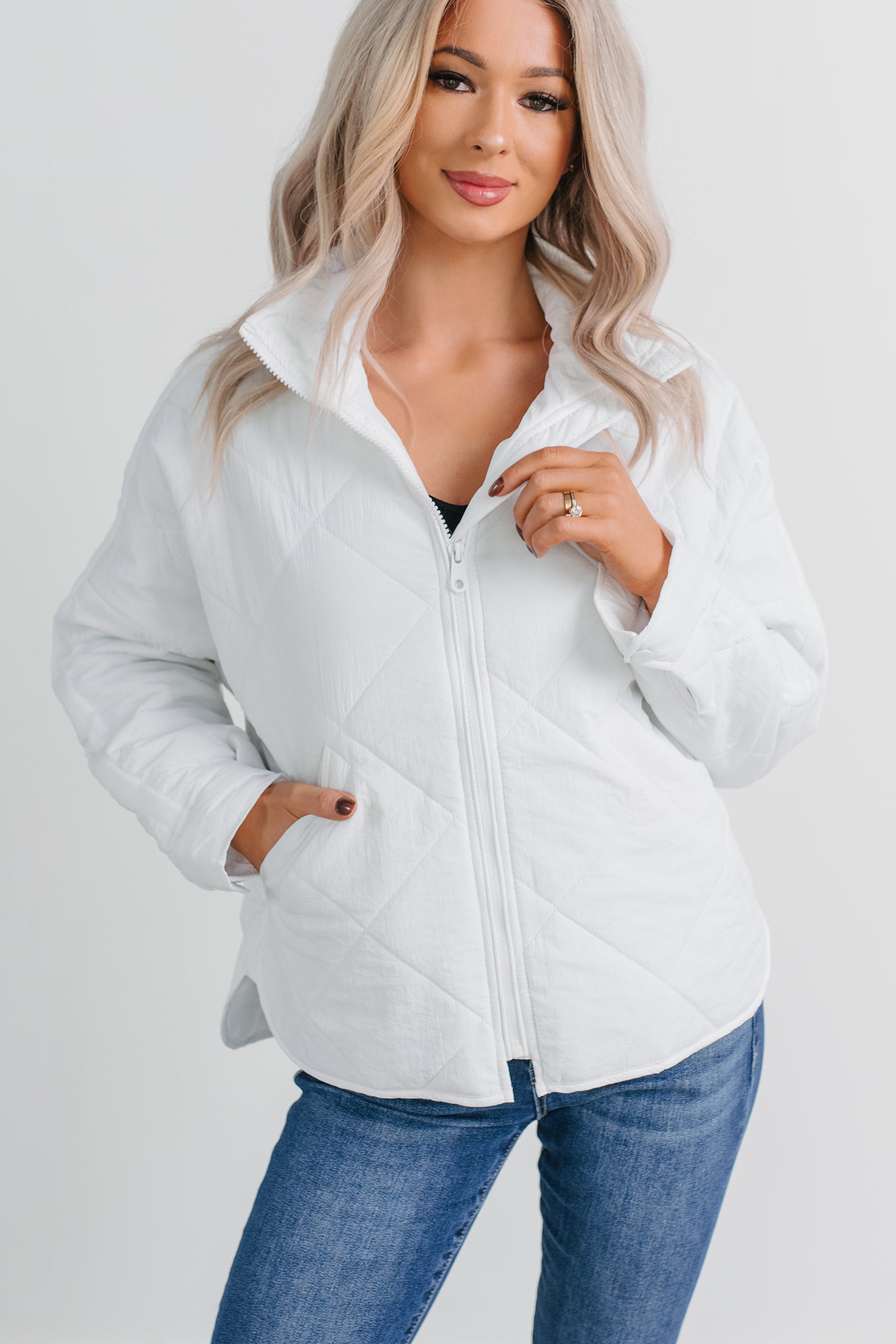Autumn Memories Quilted Jacket (White) - NanaMacs