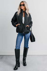 Autumn Memories Quilted Jacket (Black) - NanaMacs