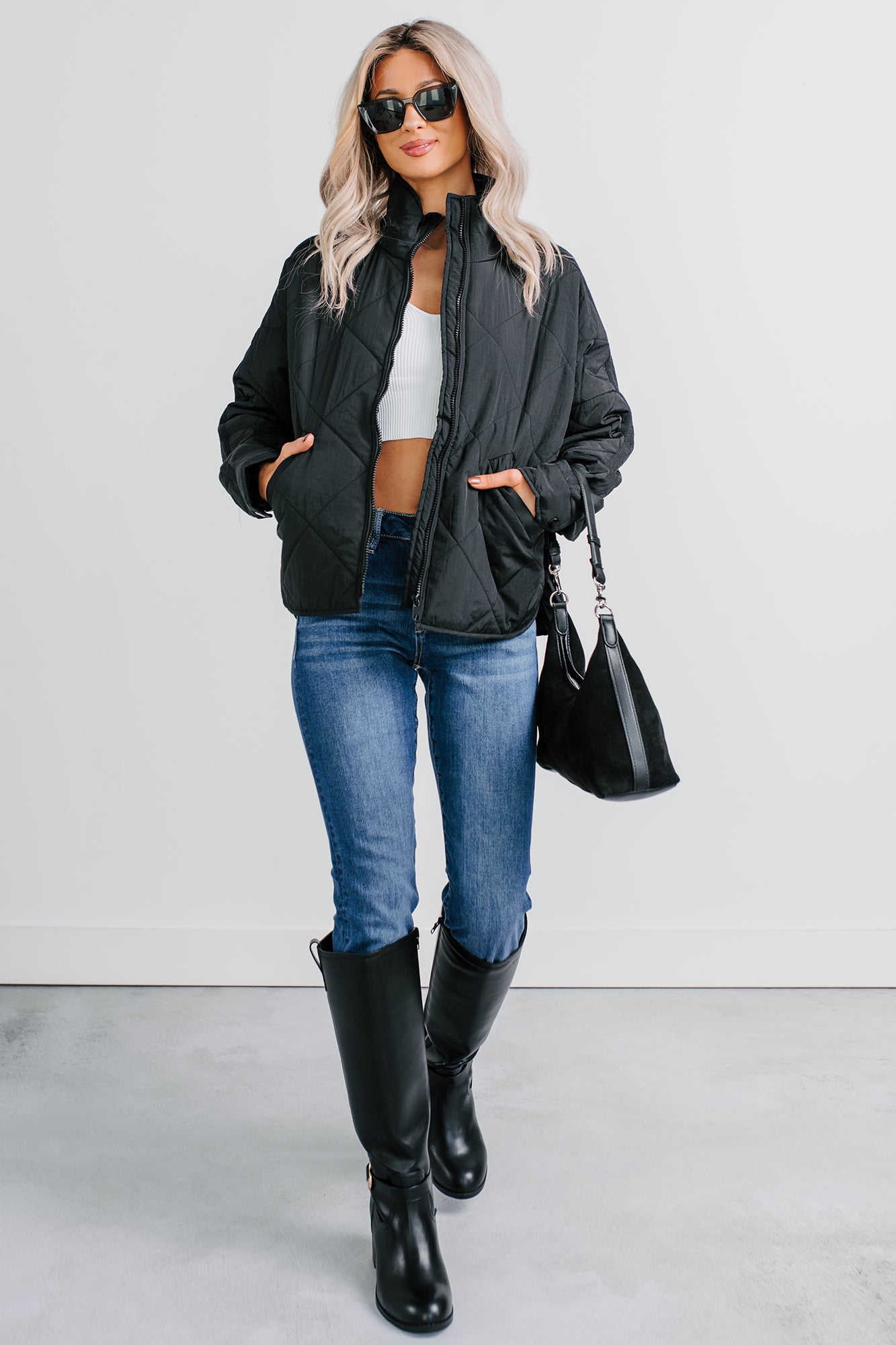 Autumn Memories Quilted Jacket (Black) - NanaMacs