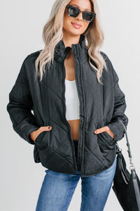 Autumn Memories Quilted Jacket (Black) - NanaMacs