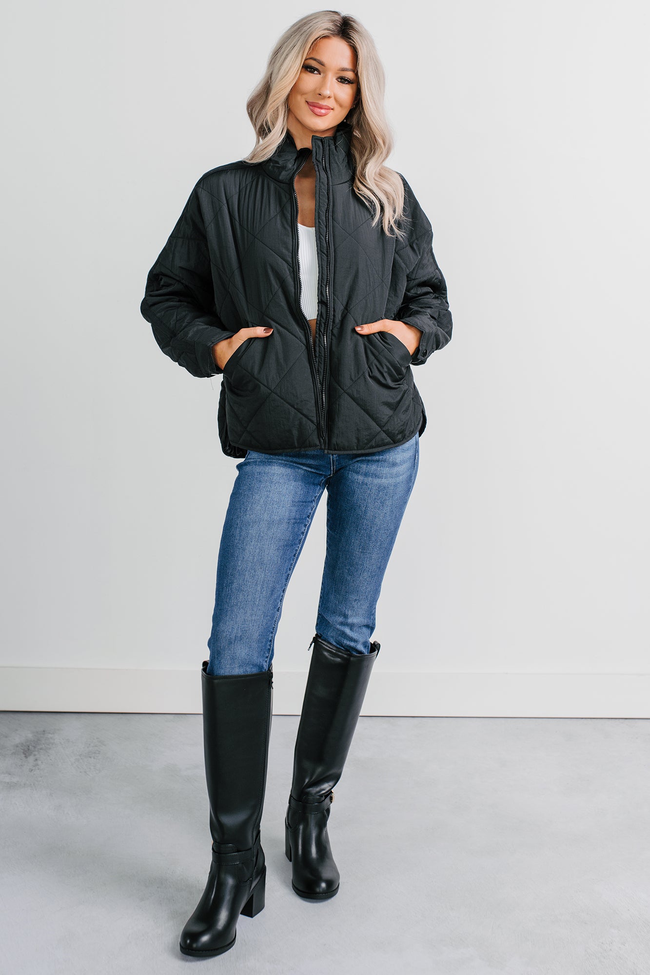Autumn Memories Quilted Jacket (Black) - NanaMacs