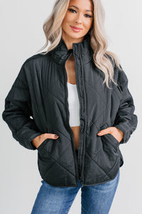 Autumn Memories Quilted Jacket (Black) - NanaMacs