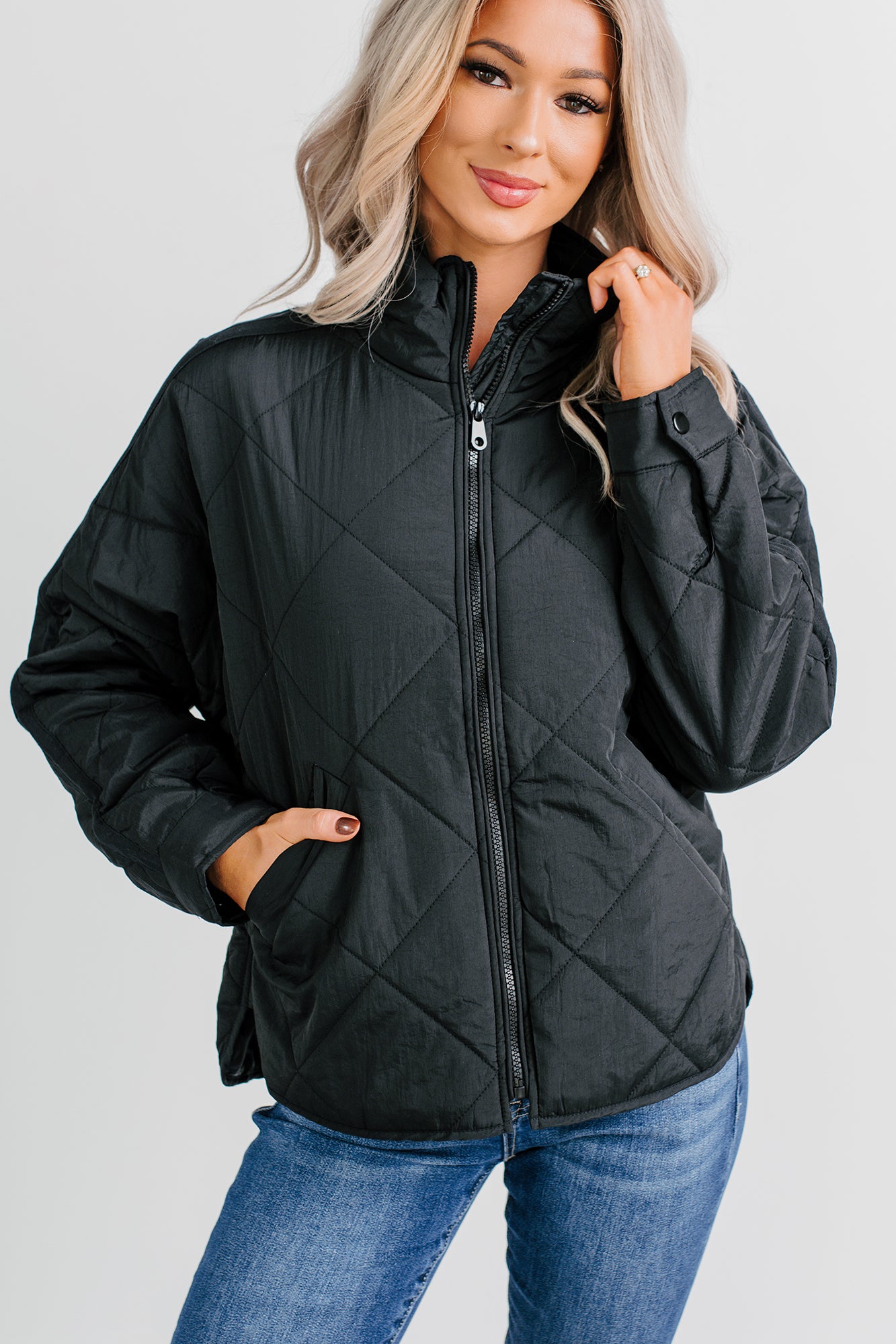 Autumn Memories Quilted Jacket (Black) - NanaMacs