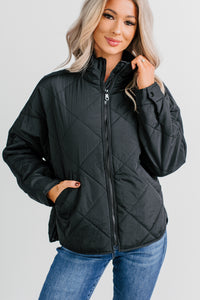 Autumn Memories Quilted Jacket (Black) - NanaMacs