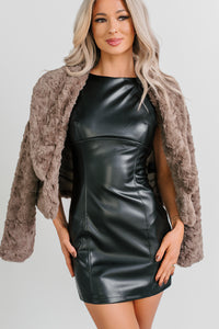Classy Era Sleeveless Faux Leather Mini Dress (Black) - NanaMacs