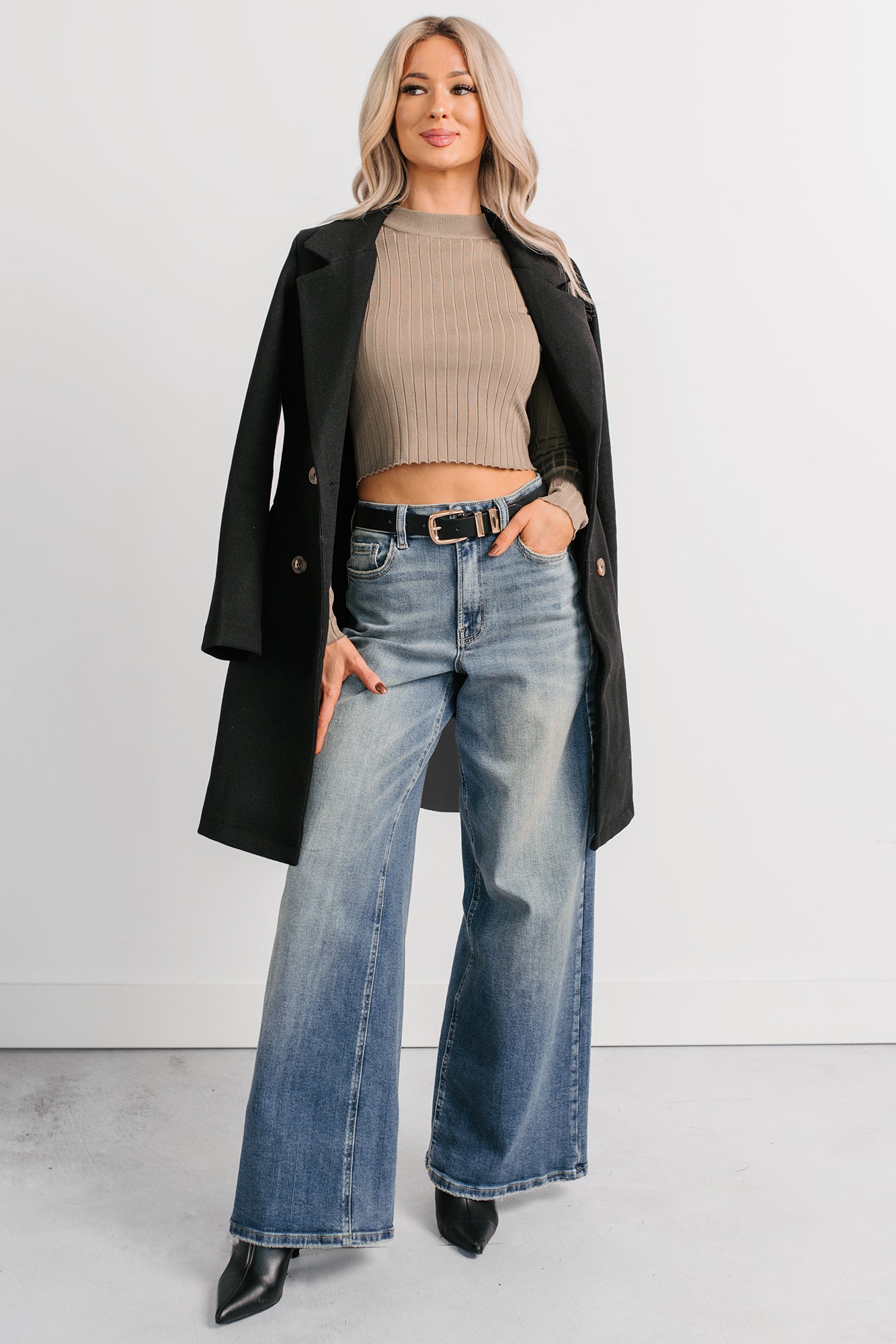 Softly Yours Ribbed Knit Crop Top (Dark Sage) - NanaMacs