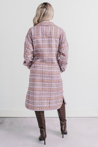 Hold The Calm Plaid Fleece Jacket (Purple Plaid) - NanaMacs