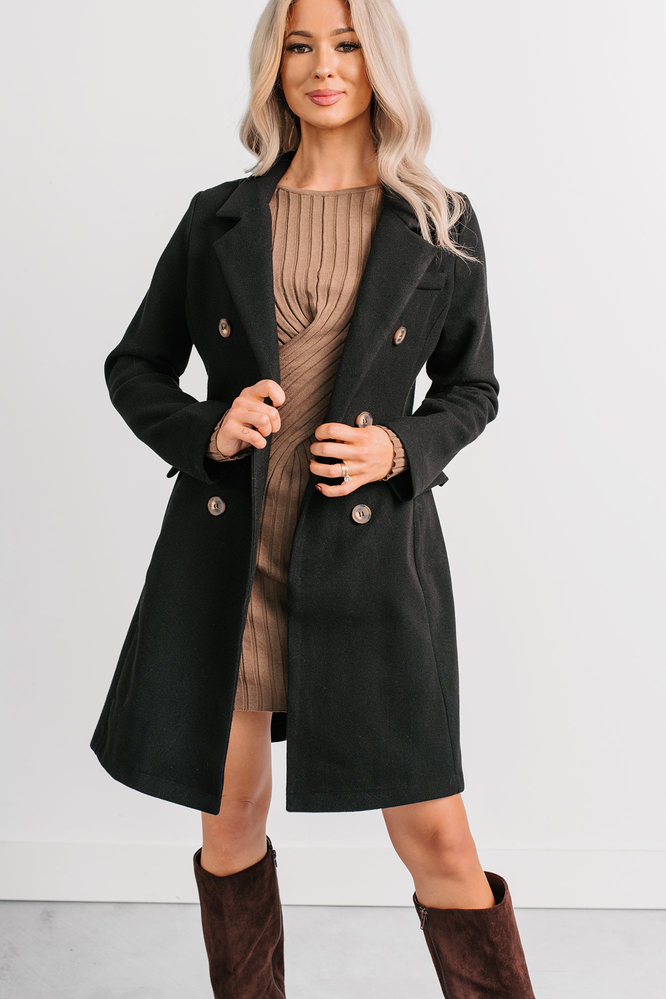 Downtown Drift Button Up Lightweight Coat (Black) - NanaMacs