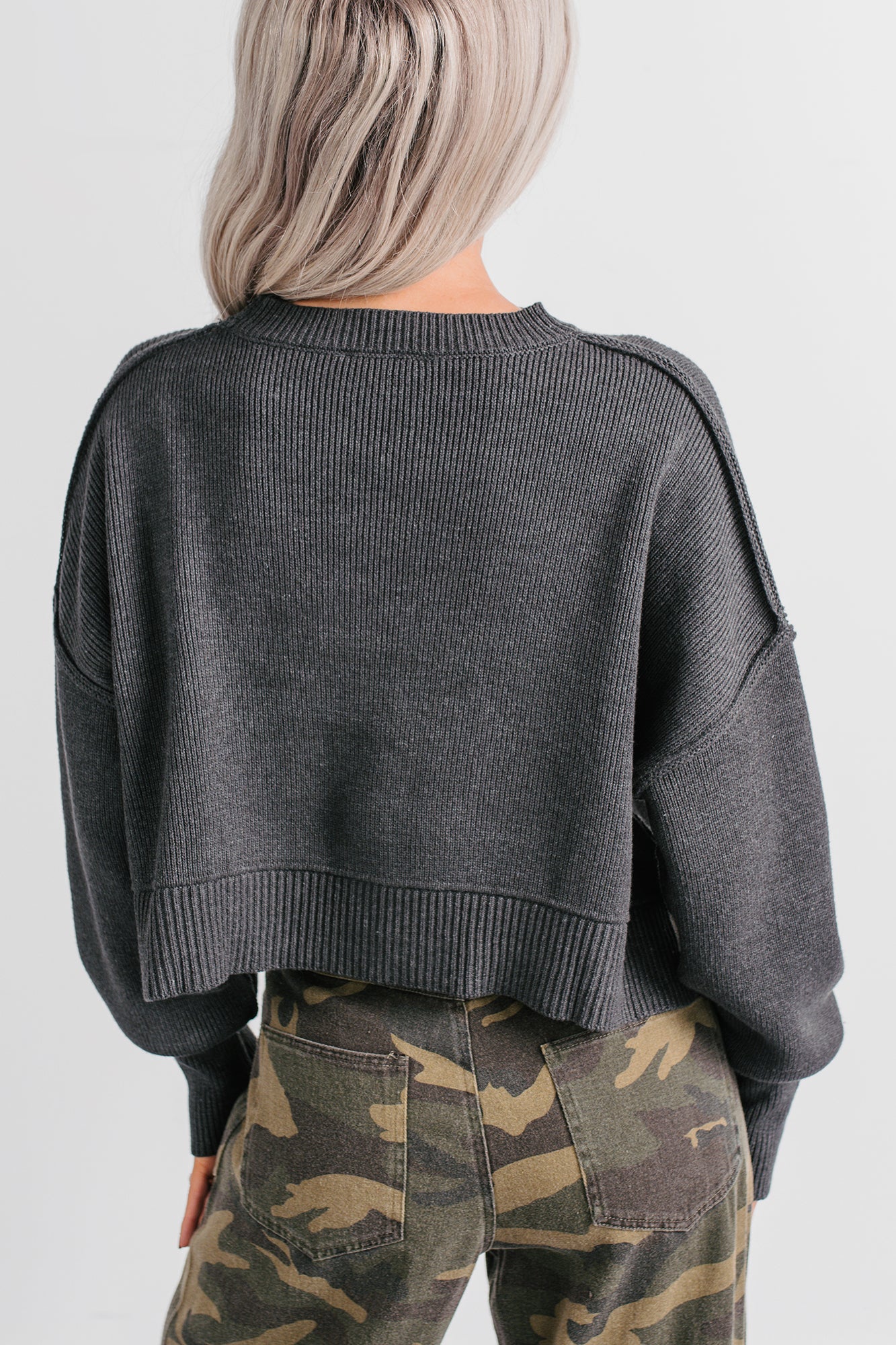 Warm December Ribbed Crop Sweater (Black) - NanaMacs