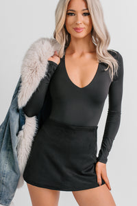Daily Ease Long Sleeve V Neck Bodysuit (Black) - NanaMacs