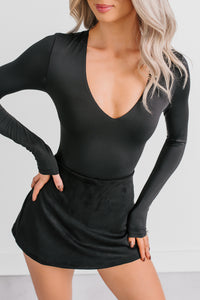 Daily Ease Long Sleeve V Neck Bodysuit (Black) - NanaMacs