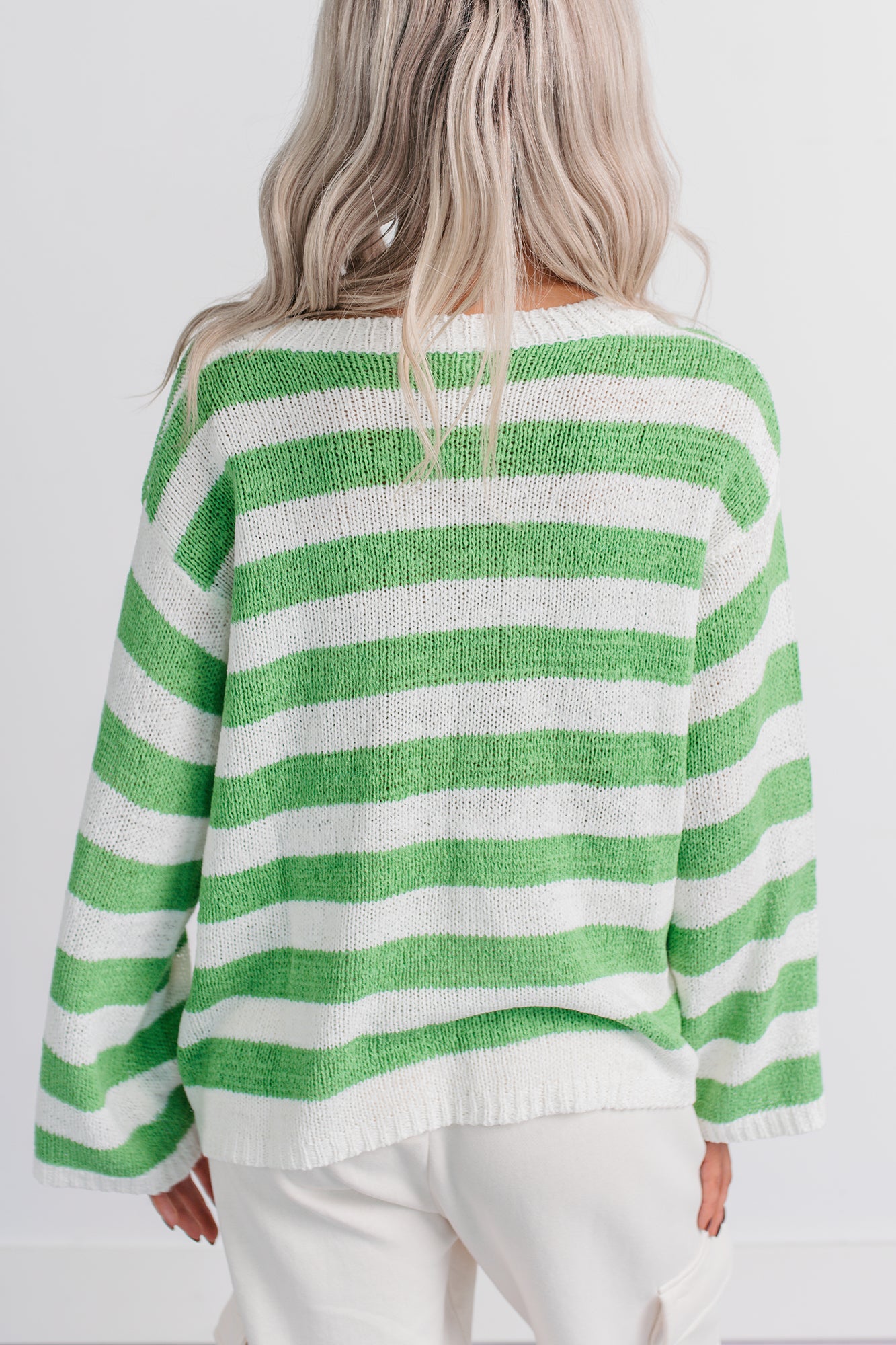 All Dressed Down Striped Knit POL Sweater (Green/Multi) - NanaMacs