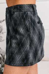 School's Out Plaid Mini Skirt (Black/Grey)