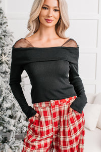 Can’t Phase Me Ribbed Long Sleeve Top (Black) - NanaMacs