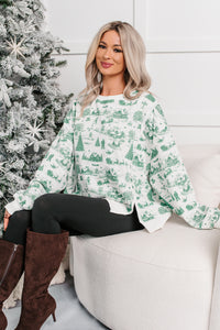 Christmas Vintage Patterned Sweater (Hunter Green) - NanaMacs